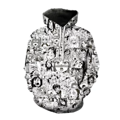 3D Japanese Anime Printed Ahegao Hoodie