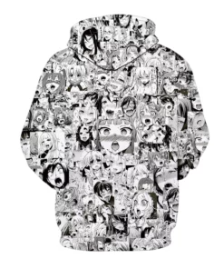 3D Japanese Anime Printed Ahegao Hoodie