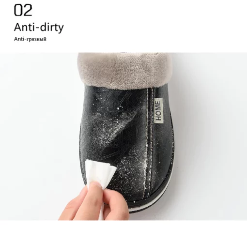 Hibaes PU Leather Cotton Women Slippers