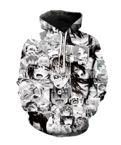 3D Japanese Anime Printed Ahegao Hoodie