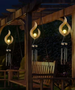 Solar Glass Ball Wind Chime Outdoor Light