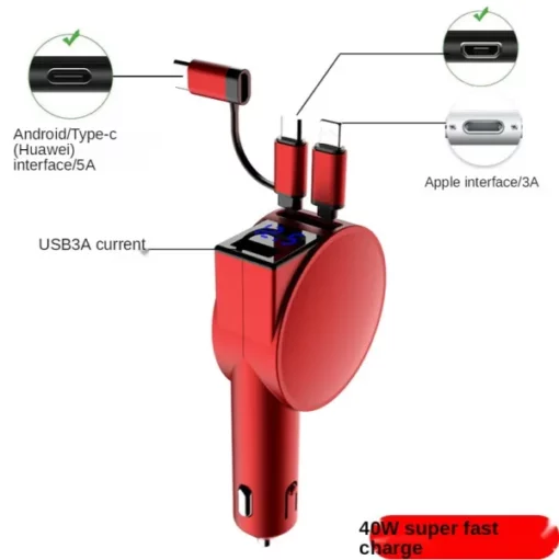 3-in-1 Retractable Fast Charging Car Adapter