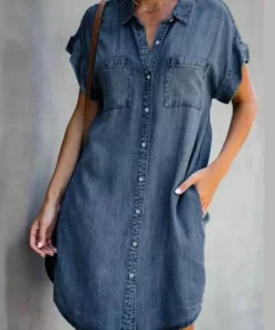 Casual Denim Short Sleeve Dress