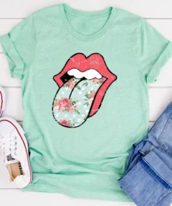Hippie Floral Tongue T Shirt