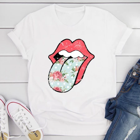 Hippie Floral Tongue T Shirt