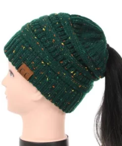 Soft Knit Ponytail Confetti Beanie