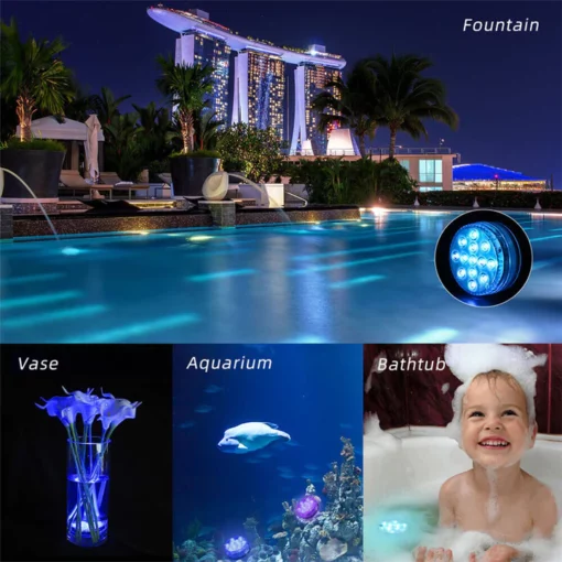 16 Warna Submersible Led Pool Light Remote Control