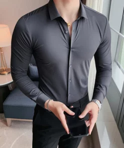 Men's Solid Color Business Stretch Shirt