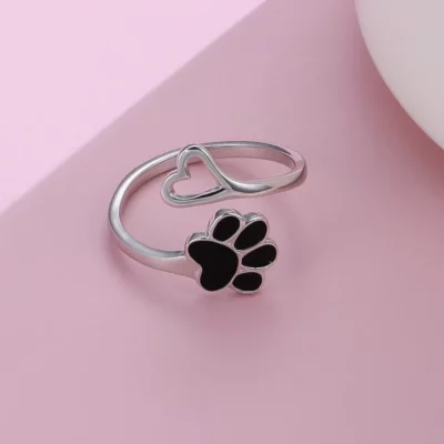 925 Sterling Silver Paw Print Ring