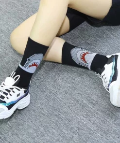Grey & White Cotton Shark Socks