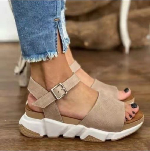 Casual Women's Thick Sole Leather Sandals