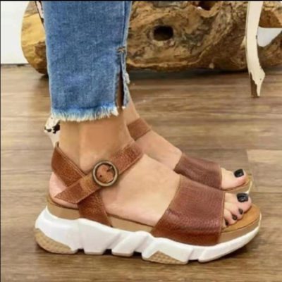 Casual Women’s Thick Sole Leather Sandals