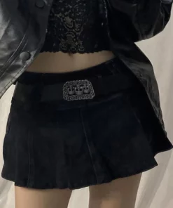 Low Waist Black Micro Alt Skirts