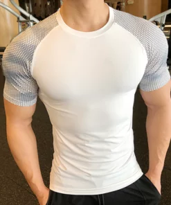 Bqodqo Men Running Compression T-shirt