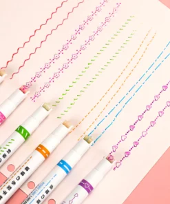 Dual Tip Pens with 6 Different Curve Shapes Fine Tips (6 PCS)