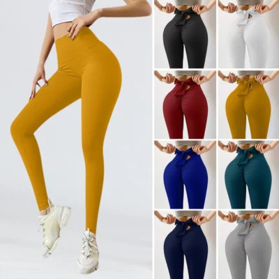 Sexy Peach Buttock Bowknot Yoga Pants