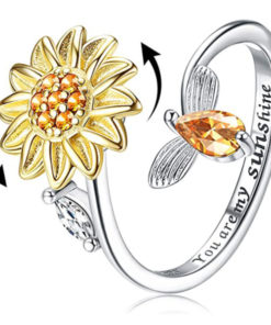 Elegant Sunflower Sunshine Rotating Ring