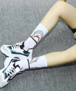 Grey & White Cotton Shark Socks
