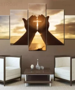 Hanshop 5 Pieces Wall Crosses Decor Jesus Hands
