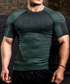 Bqodqo Men Running Compression T-shirt