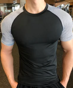 Bqodqo Men Running Compression T-shirt