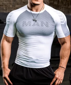 Bqodqo Men Running Compression T-shirt