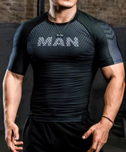 Bqodqo Men Running Compression T-shirt
