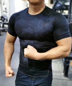 Bqodqo Men Running Compression T-shirt