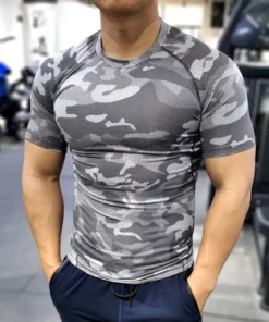 Bqodqo Men Running Compression T-shirt