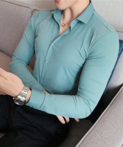 Men's Solid Color Business Stretch Shirt