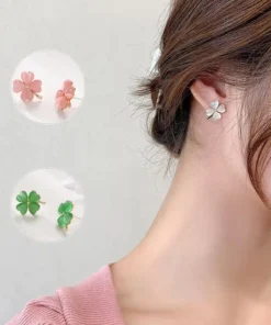 Opal Lucky Four Leaf Clover Earrings