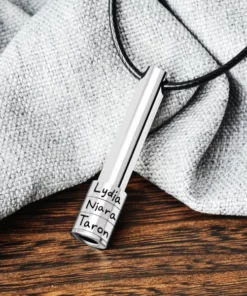 Engraved Family Name Bar Necklace