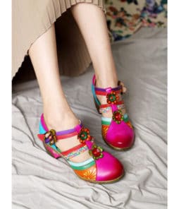 Bohemian Retro Leather Flower Hollow Out Sandals