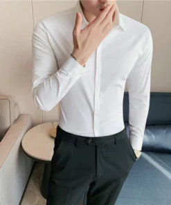 Men's Solid Color Business Stretch Shirt