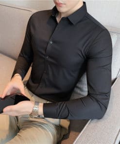 Men's Solid Color Business Stretch Shirt