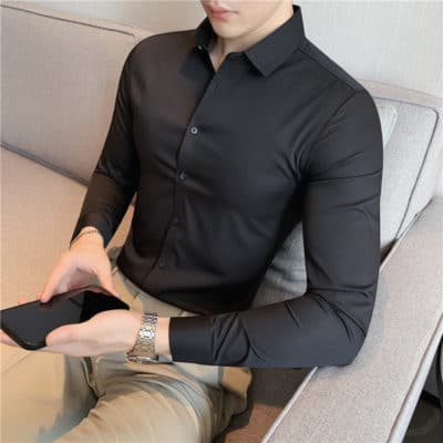 Men's Solid Color Business Stretch Shirt
