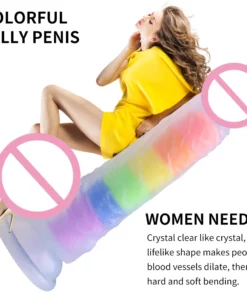 Soft Silicone Rainbow Dildo With Suction Cup