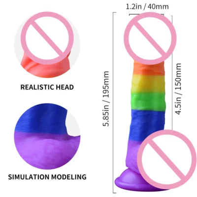 Soft Silicone Rainbow Dildo With Suction Cup