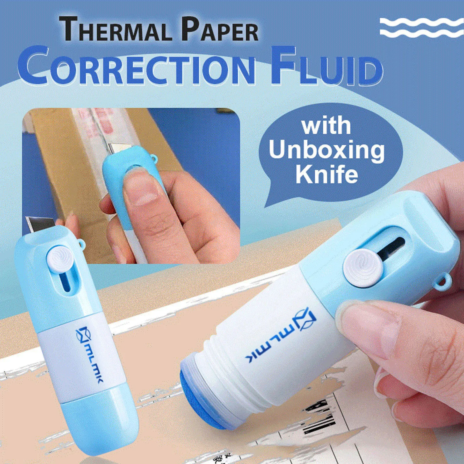 Thermal Paper Correction Fluid with Unboxing Knife