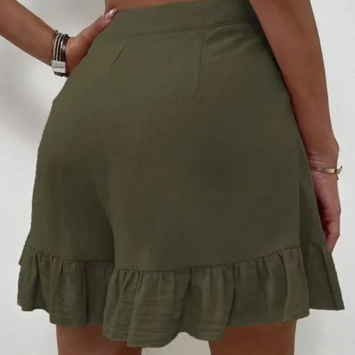 Rüschen-Shorts mit hoher Taille für Damen