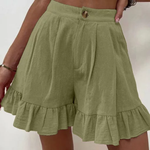 Rüschen-Shorts mit hoher Taille für Damen
