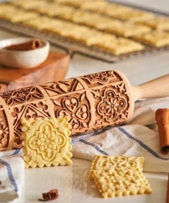 Wooden Square Embossed Rolling Pin