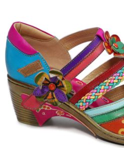 Bohemian Retro Leather Flower Hollow Out Sandals