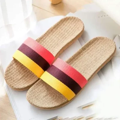 Linen Open Toe Slippers