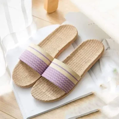 Linen Open Toe Slippers