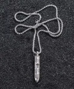 Mens Silver Bullet Necklace