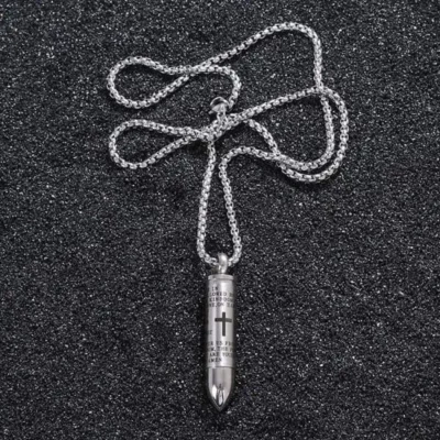 Mens Silver Bullet Necklace