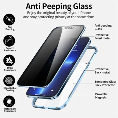 Metal Frame Tempered Glass Case For iPhone