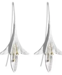 Sterling Silver Lily Flower Drop Earrings