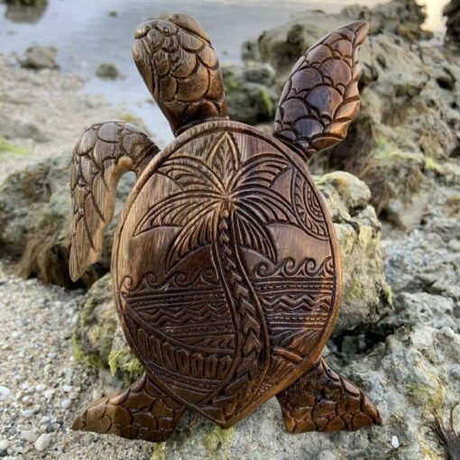 하와이 거북이 나무 조각